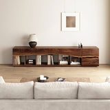 Wood TV Stand  with Open Shelves and Drawers