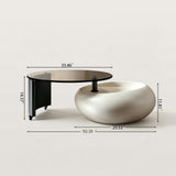 Rolling Round Coffee Table with Glass Top