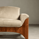 Mid-Century Modern Sofa with Wood Base