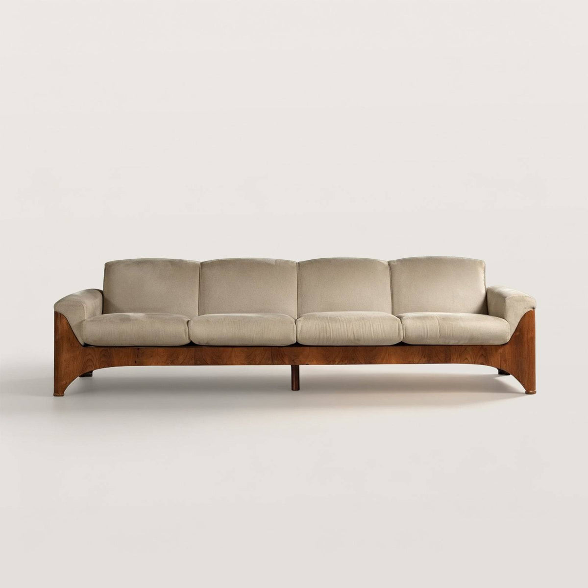 Mid-Century Modern Sofa with Wood Base
