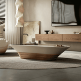 Sculptural Coffee Table with Glass Top and Built-in Trays