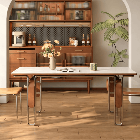 Modern Dining Table with Metal U-Shaped Legs