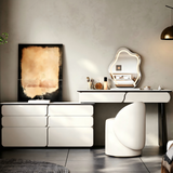 Sintered Stone Makeup Vanity Desk with LED Mirror and Stool