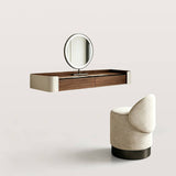 Floating Vanity Desk with LED Mirror and Stool