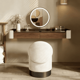 Floating Vanity Desk with LED Mirror and Stool