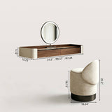 Floating Vanity Desk with LED Mirror and Stool