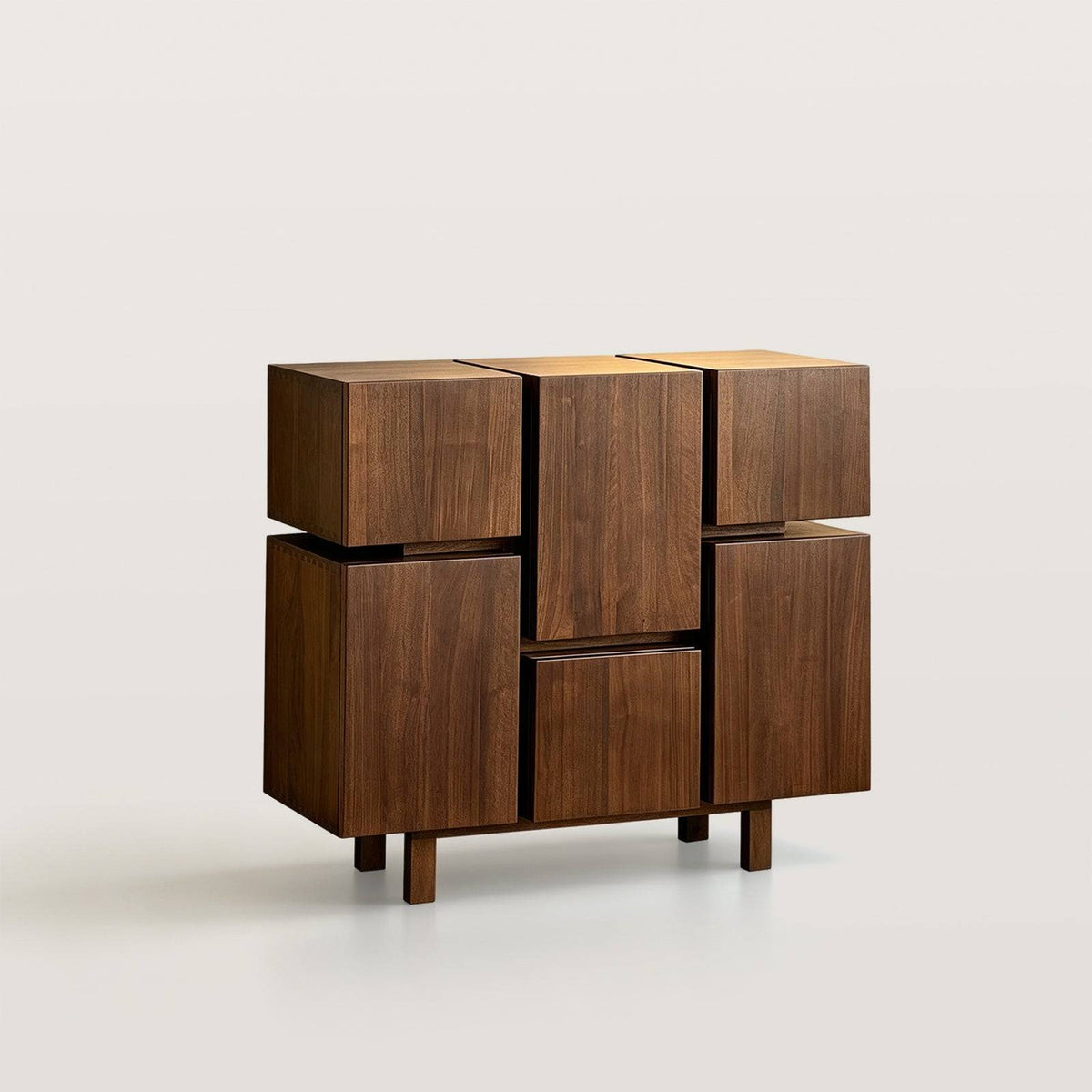 Mid-Century Storage Cabinet with Geometric Grid Design