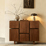Mid-Century Storage Cabinet with Geometric Grid Design