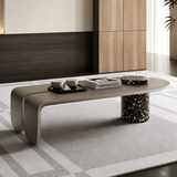 Sculptural Coffee Table with Stone Base for Living Room