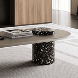 Sculptural Coffee Table with Stone Base for Living Room