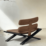 Modern Leather Accent Chair with Wood X-Base