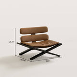 Modern Leather Accent Chair with Wood X-Base