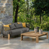 Outdoor Coffee Table with Wood Frame for Backyard