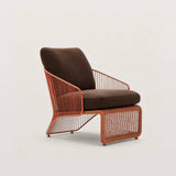 Sculptural Outdoor Lounge Chair with Woven Rope Frame
