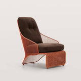 Sculptural Outdoor Lounge Chair with Woven Rope Frame