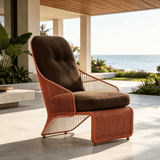 Sculptural Outdoor Lounge Chair with Woven Rope Frame