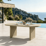 Oval Outdoor Dining Table with Fluted Legs