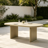 Oval Outdoor Dining Table with Fluted Legs