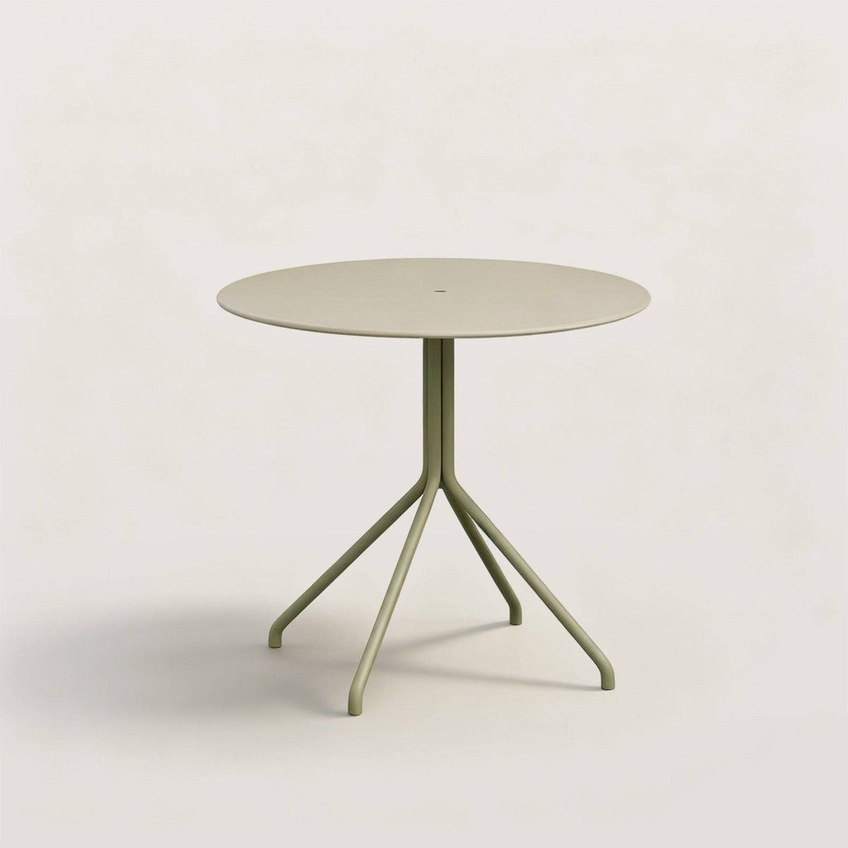 Round Outdoor Dining Table with Metal Pedestal Base