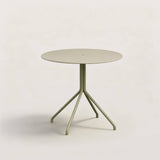 Round Outdoor Dining Table with Metal Pedestal Base