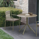 Round Outdoor Dining Table with Metal Pedestal Base