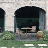 Round Outdoor Dining Table with Metal Pedestal Base