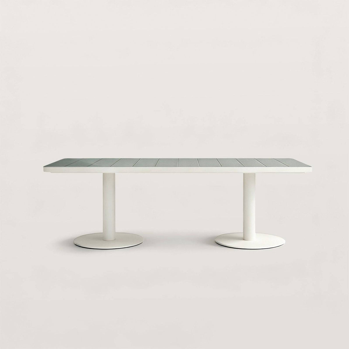 Modern Outdoor Dining Table with Metal Pedestal Base