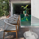 Modern Outdoor Dining Chair with Woven Rope Back