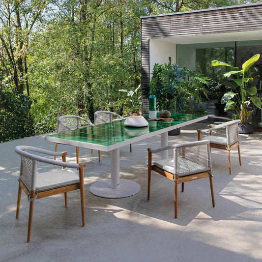 Modern Outdoor Dining Chair with Woven Rope Back