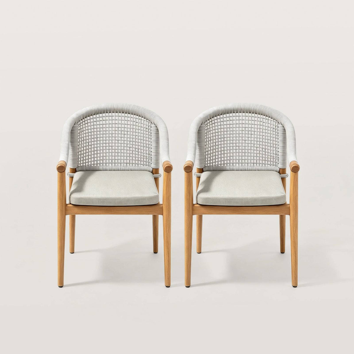 Modern Outdoor Dining Chair with Woven Rope Back