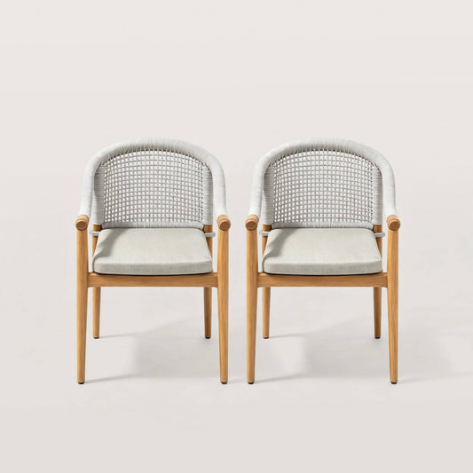 Modern Outdoor Dining Chair with Woven Rope Back