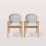 Modern Outdoor Dining Chair with Woven Rope Back