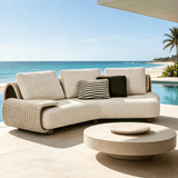 Modern Outdoor Sofa with Woven Rope Frame