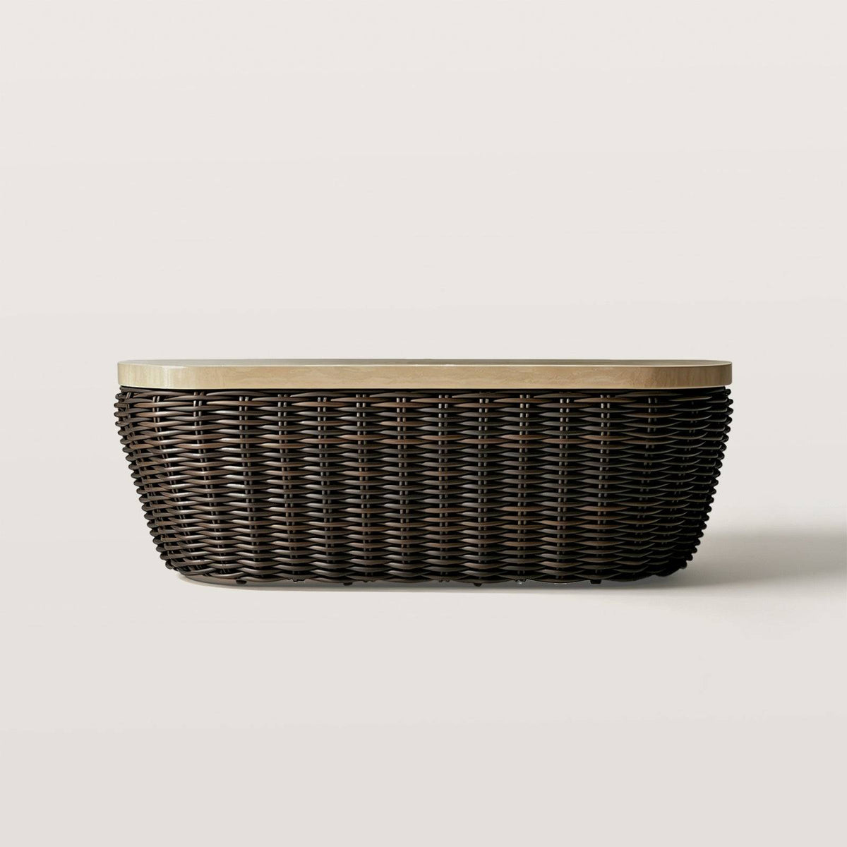 Outdoor Coffee Table with Woven Wicker Base