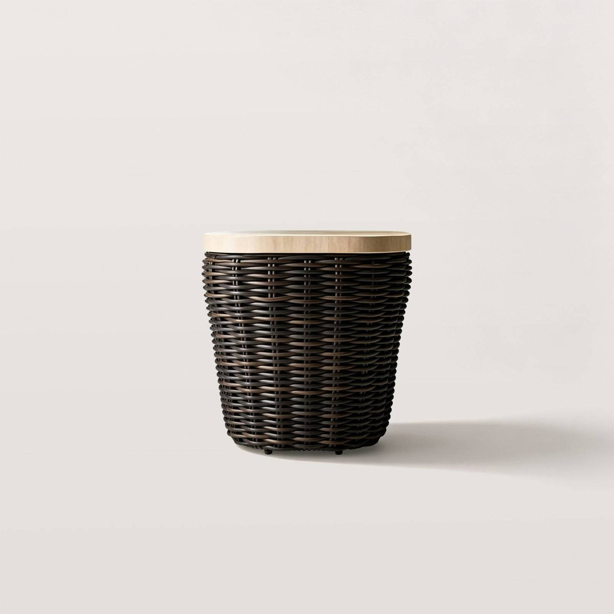 Outdoor Side Table with Woven Wicker Base