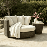 Outdoor Side Table with Woven Wicker Base
