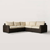 L-Shape Outdoor Sectional Sofa with Wicker Base