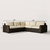 L-Shape Outdoor Sectional Sofa with Wicker Base