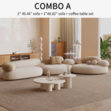 Pebble Shaped Fabric Sofa Set with Coffee Table