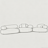 Pebble Shaped Fabric Sofa Set Deep Seat Couches