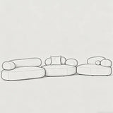 Pebble Shaped Fabric Sofa Set Deep Seat Couches