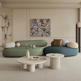 Pebble Shaped Fabric Sofa Set Deep Seat Couches