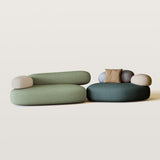 Pebble Shaped Fabric Sofa Set Deep Seat Couches