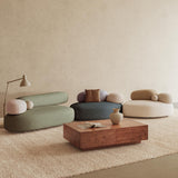 Pebble Shaped Fabric Sofa Set Deep Seat Couches