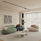 Pebble Shaped Fabric Sofa Set Deep Seat Couches