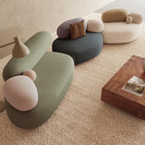 Pebble Shaped Fabric Sofa Set Deep Seat Couches