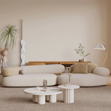 Pebble Shaped Fabric Sofa Set with Coffee Table