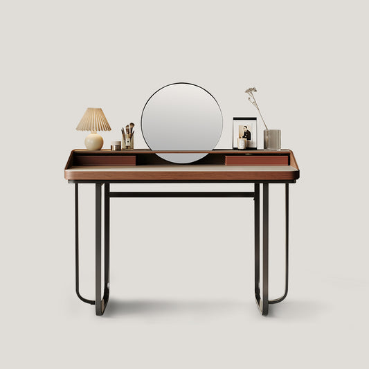 Modern Minimalist Vanity Table with Round Mirror