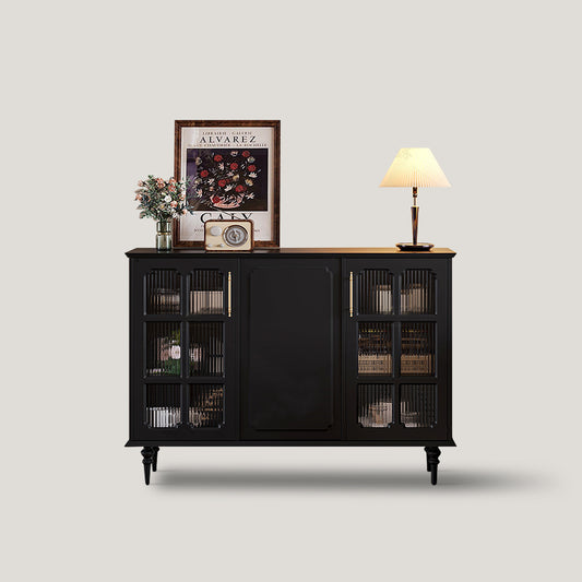 Black Sideboard Cabinet with Glass Doors