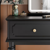 Black Vanity Set with LED Mirror and Cushioned Stool